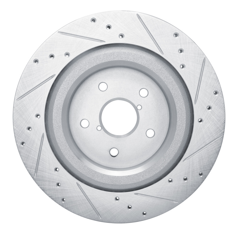 Subaru ASCENT Brake Rotor (1) - Rear Left - R1 Concepts - Drilled & Slotted - Silver - `19-`25